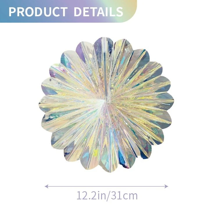 12.2in 31cm Iridescent Holographic Plastic Fan Hanging Party Decoration suppliers