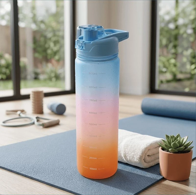 900ml Motivational Plastic Water Bottle With Time Marker And Straw suppliers